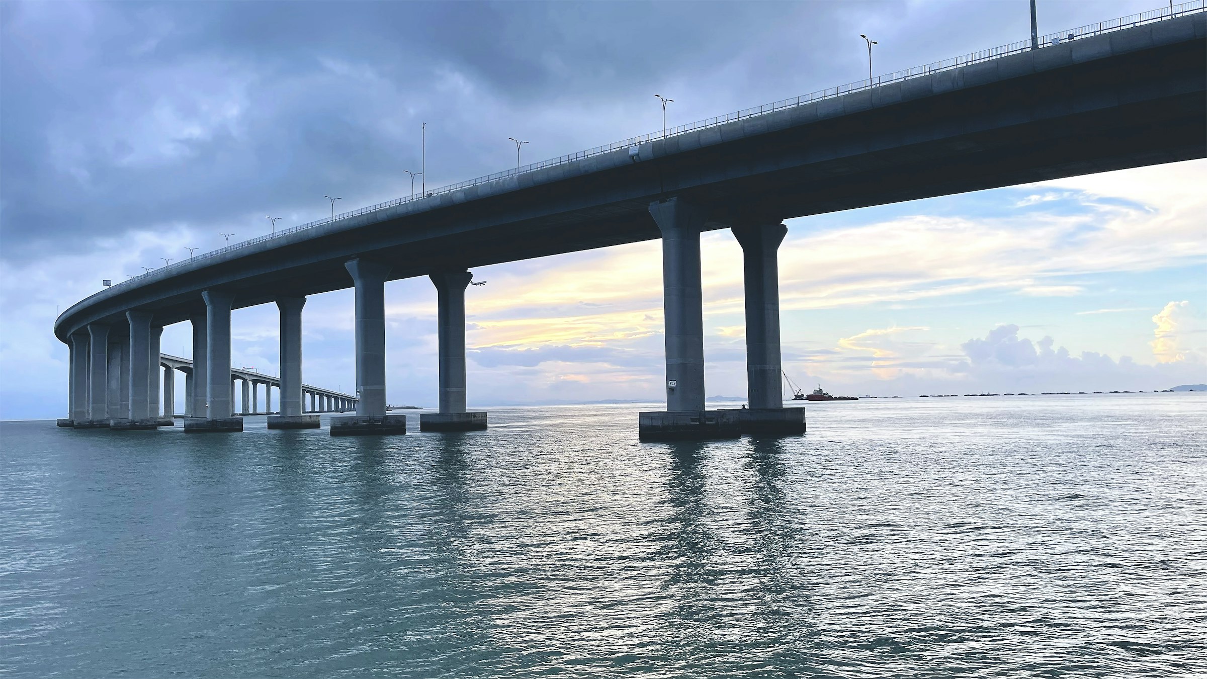 The Hong Kong-Zhuhai-Macao Bridge crossing the Pearl River estuary